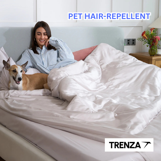 TRENZA Bamboo Sheet Set - Pet Hair Repellent for Dogs/Cats Family - Limited Time Offer